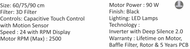 Original catalogue specifications for Elica I SMART GLACE EDS LTW NERO. Use the full-size link to enlarge, or contact the household team for an accessible specification sheet.