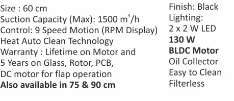 Original catalogue specifications for Elica EFL 3V 601 BLDC HAC LTW MS NERO. Use the full-size link to enlarge, or contact the household team for an accessible specification sheet.