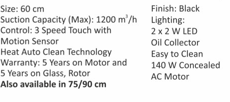 Original catalogue specifications for Elica FL 600 SLIM HAC MS NERO. Use the full-size link to enlarge, or contact the household team for an accessible specification sheet.