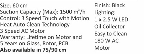 Original catalogue specifications for Elica FLAT FL 600 HAC LTW MS NERO. Use the full-size link to enlarge, or contact the household team for an accessible specification sheet.