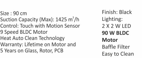 Original catalogue specifications for Elica GLACE HAC BLDC BF LTW 90 MS NERO. Use the full-size link to enlarge, or contact the household team for an accessible specification sheet.