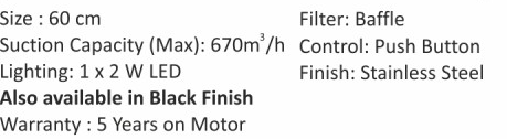 Original catalogue specifications for Elica CBF 602. Use the full-size link to enlarge, or contact the household team for an accessible specification sheet.