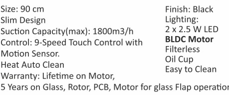 Original catalogue specifications for Elica SLIM EFL 3V 901 BLDC HAC LTW MS NERO. Use the full-size link to enlarge, or contact the household team for an accessible specification sheet.