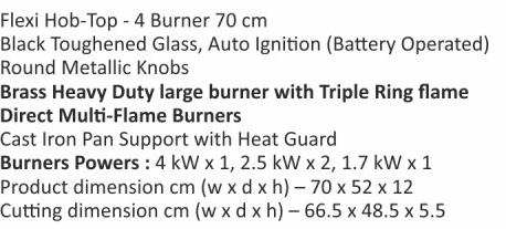 Original catalogue specifications for Elica FLEXI HEXA 470 LOTUS IND HD BRASS. Use the full-size link to enlarge, or contact the household team for an accessible specification sheet.