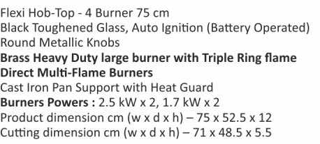 Original catalogue specifications for Elica FLEXI HEXA 475 RS LOTUS IND HD BRASS. Use the full-size link to enlarge, or contact the household team for an accessible specification sheet.