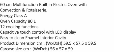 Original catalogue specifications for Elica EPBI 1161 MTC BK. Use the full-size link to enlarge, or contact the household team for an accessible specification sheet.
