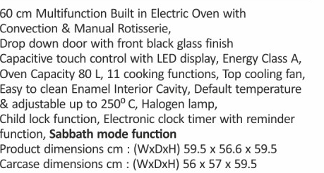 Original catalogue specifications for Elica EPBI 1167 MTC BK. Use the full-size link to enlarge, or contact the household team for an accessible specification sheet.