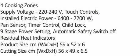 Original catalogue specifications for Elica EIH 4Z 60. Use the full-size link to enlarge, or contact the household team for an accessible specification sheet.