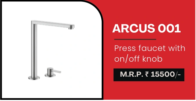 Original Futura faucet catalogue photograph, model description, finishes and prices for ARCUS 001