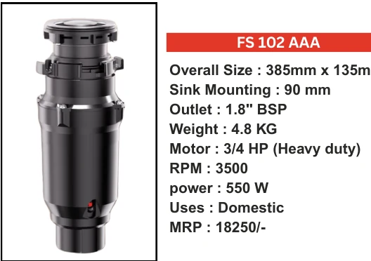 Original Futura catalogue specification table, dimensions and accessory details for FS 102 AAA; key specifications are transcribed above