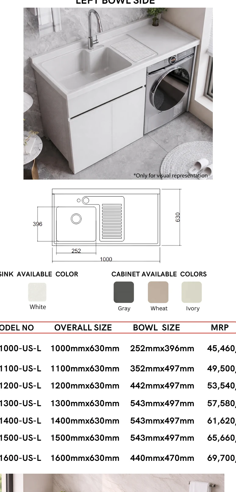 Original Futura catalogue specification table, dimensions and accessory details for FS 1400-US-L; key specifications are transcribed above