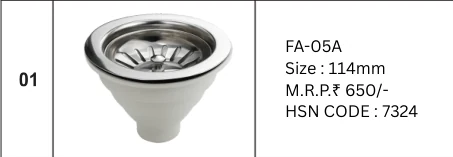 Original Futura catalogue specification table, dimensions and accessory details for FA-05A; key specifications are transcribed above