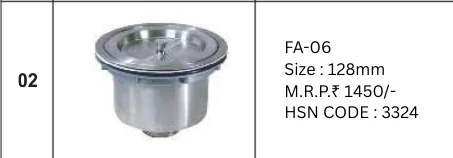 Original Futura catalogue specification table, dimensions and accessory details for FA-06; key specifications are transcribed above