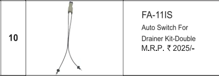 Original Futura catalogue specification table, dimensions and accessory details for FA-11IS; key specifications are transcribed above