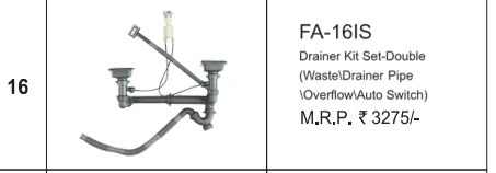 Original Futura catalogue specification table, dimensions and accessory details for FA-16IS; key specifications are transcribed above