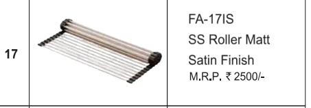 Original Futura catalogue specification table, dimensions and accessory details for FA-17IS; key specifications are transcribed above