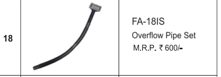 Original Futura catalogue specification table, dimensions and accessory details for FA-18IS; key specifications are transcribed above