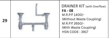 Original Futura catalogue specification table, dimensions and accessory details for FA-08; key specifications are transcribed above