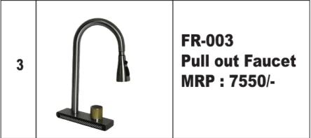 Original Futura catalogue specification table, dimensions and accessory details for FR-003; key specifications are transcribed above