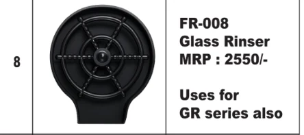 Original Futura catalogue specification table, dimensions and accessory details for FR-008; key specifications are transcribed above